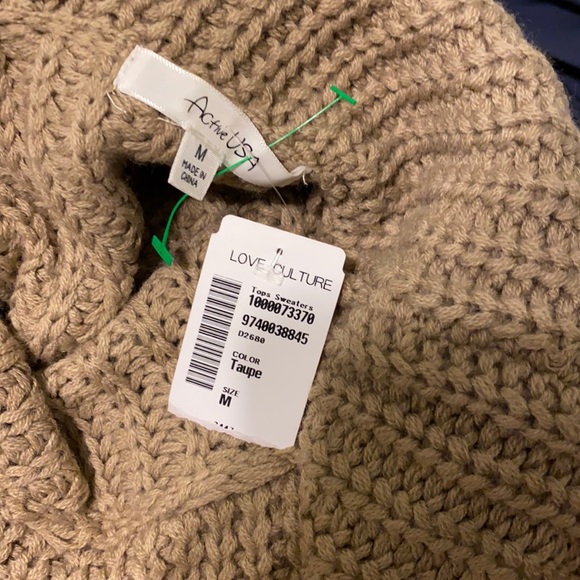 Active USA Knit Cowl Neck Cold Shoulder W/Long Sleeve Sweater Dress In Taupe - Picture 4 of 10